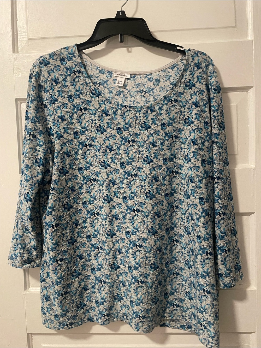 croft & barrow Blue Multi Floral Long Sleeve Scoop Neck Top